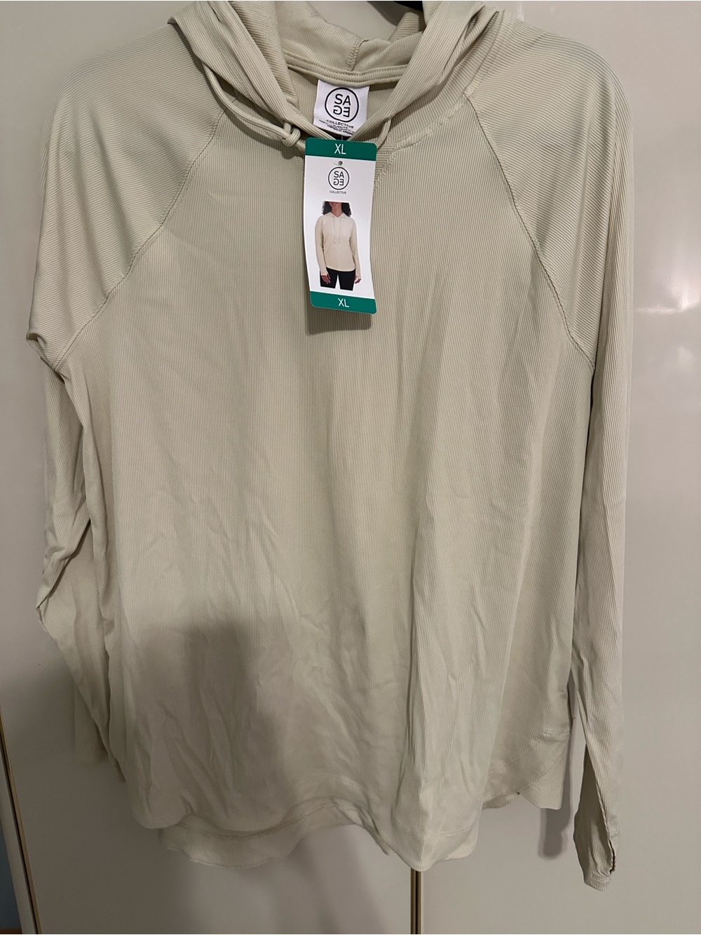 New Long Sleeve Hooded Top - Light tan